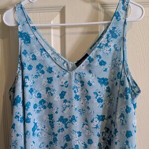 Lane Bryant Womens Plus Size 16 Sleeveless Dbl Layer Sheer Blue/White
